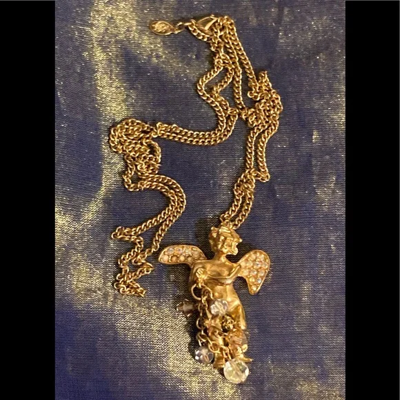Kirks Folly Angel, Rhinestones, & Charms Necklace - Picture 2 of 12